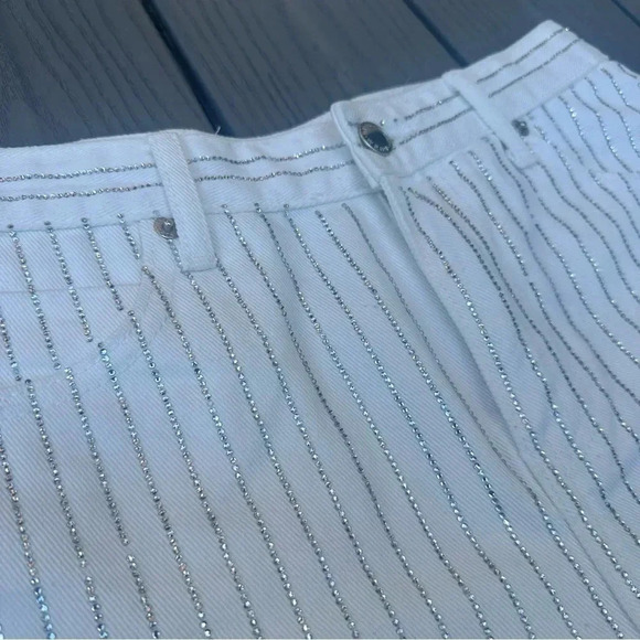 Alexander Wang Bite Short With Crystal Stripe in Vintage White Medium Rhinestone - Picture 7 of 9